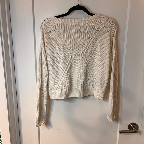 Silence + Noise Off White Pullover Cropped Sweater Size Small - Picture 2 of 6